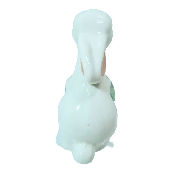 Vintage Bunny Rabbit Planter Flower Pot Green Cabbage White Pink Black Approx 6" - Picture 3 of 6